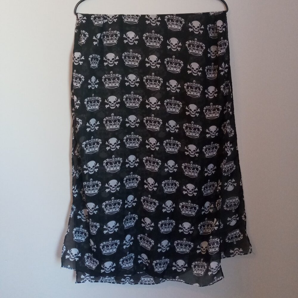 Skull n cross bones and crowns scarf wrap shawl